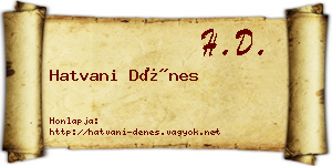 Hatvani Dénes névjegykártya